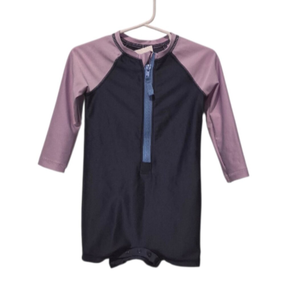 Cat & Jack Girls One-Piece Rash Guard Swim Purple Bathing Suit Size 2T
